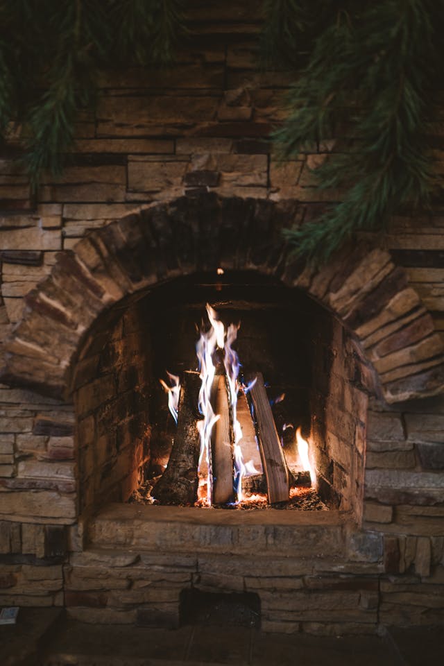 brick garden fireplace